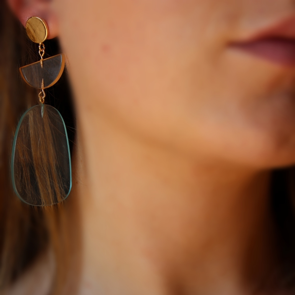 *2 for $15* Blue Peach Resin Drop Earrings